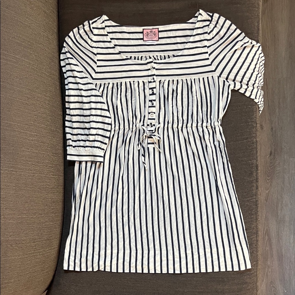 Juicy Couture Navy and White Striped Top